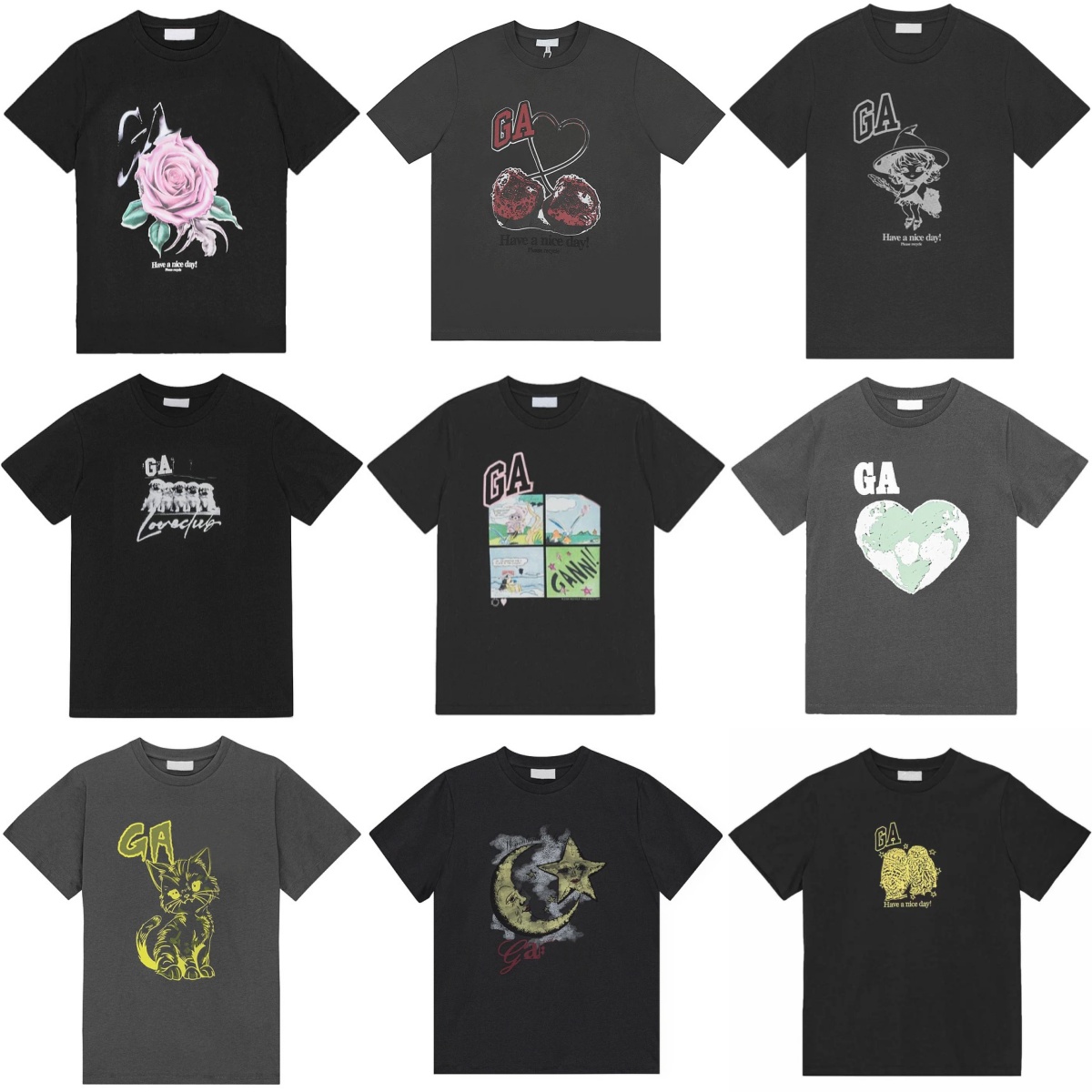 25ss cotton printed women designer tees short sleeved summer fashion washed t-shirts lady loose tops t shirt