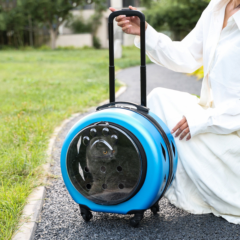 Pet suitcase, transparent bag, portable outdoor box, cat and dog bag cart, small pet suitcase Free shipping