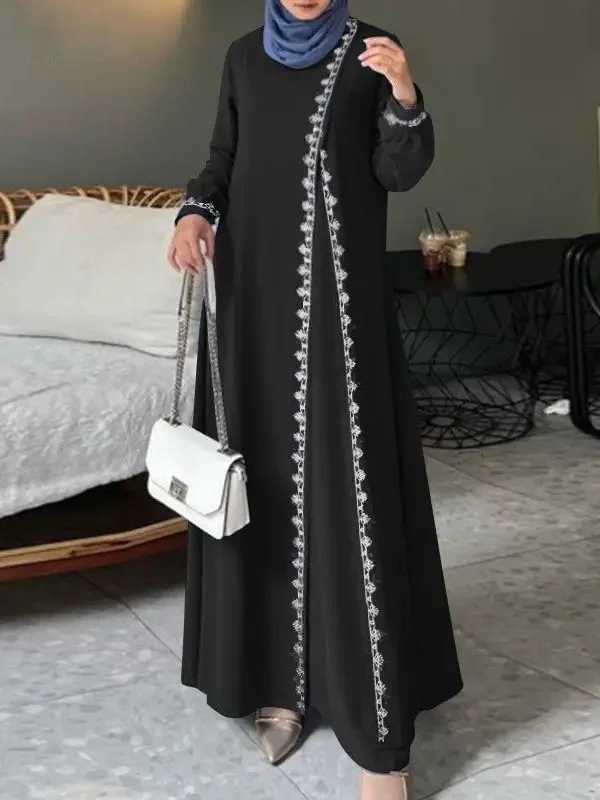 Womens Long All Lace Dress Ramadan Islamic Arab slim Bohemian Luxury Fashion Spring Vest W250310