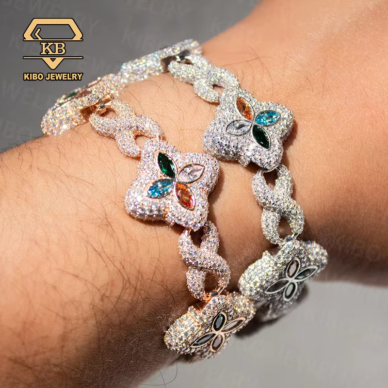 Four Leaf Clover Design Jewelry Iced Out VVS1 D Color Tennis Chains Mossanite Infinitely Necklace Moissanite Cuban Link Chain
