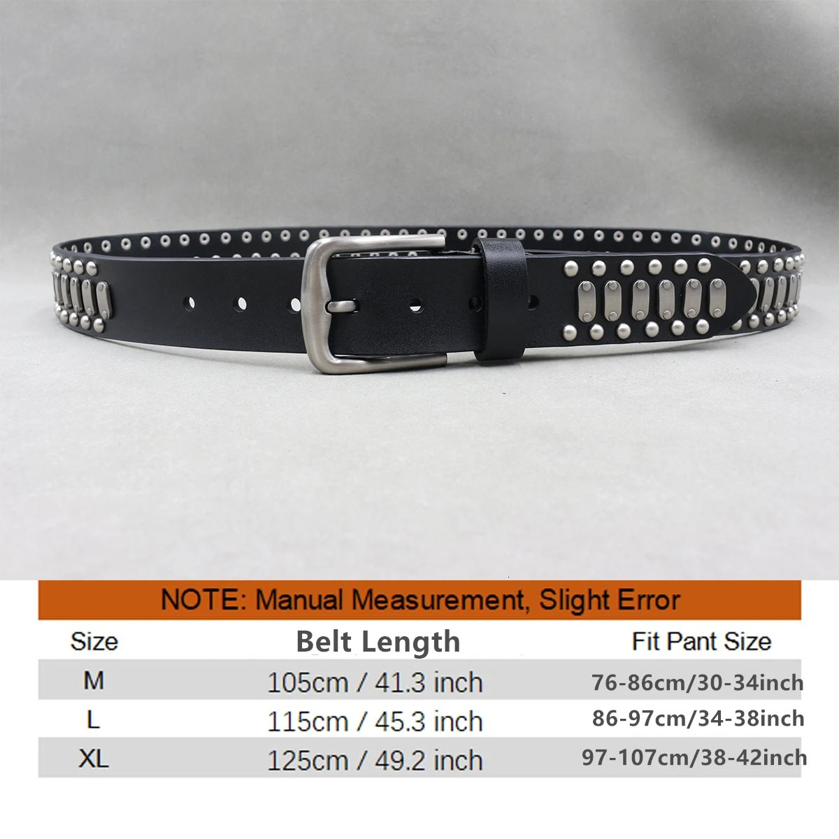 er Belt Men Rivet Real Leather Pin Belt Male Black Rock Genuine Leather Cowhide Punk Belt Jeans 250318
