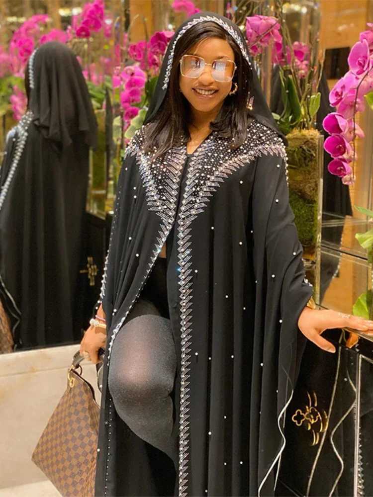 Luxury rican Dresses for Women 2023 New rican Clothing Dashiki Abaya Dubai Robe Evening Long slim Dress Hood CapeXJ250310