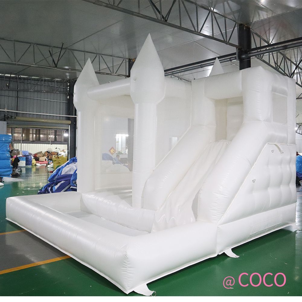 Outdoor Rental Inflatable White Bounce House Bouncer castles Wedding Bouncy jumping Castle jumper With Slide ball pit For Kids with blower free ship