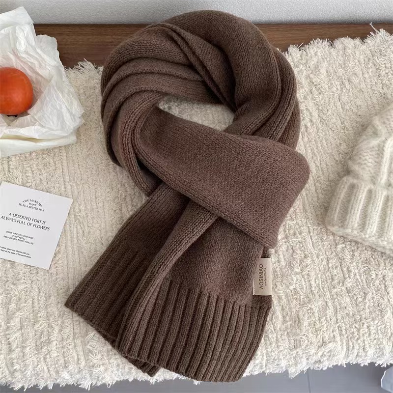 K085 Australian pure wool 100% cashmere scarf 2024 new style all-match winter new year red warm knitted scarf for women