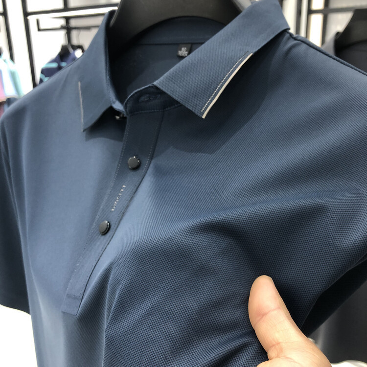 Light luxury mens short sleeved T-shirt summer fashion polo shirt mens ice silk lapel shirt loose casual top trendy 230901