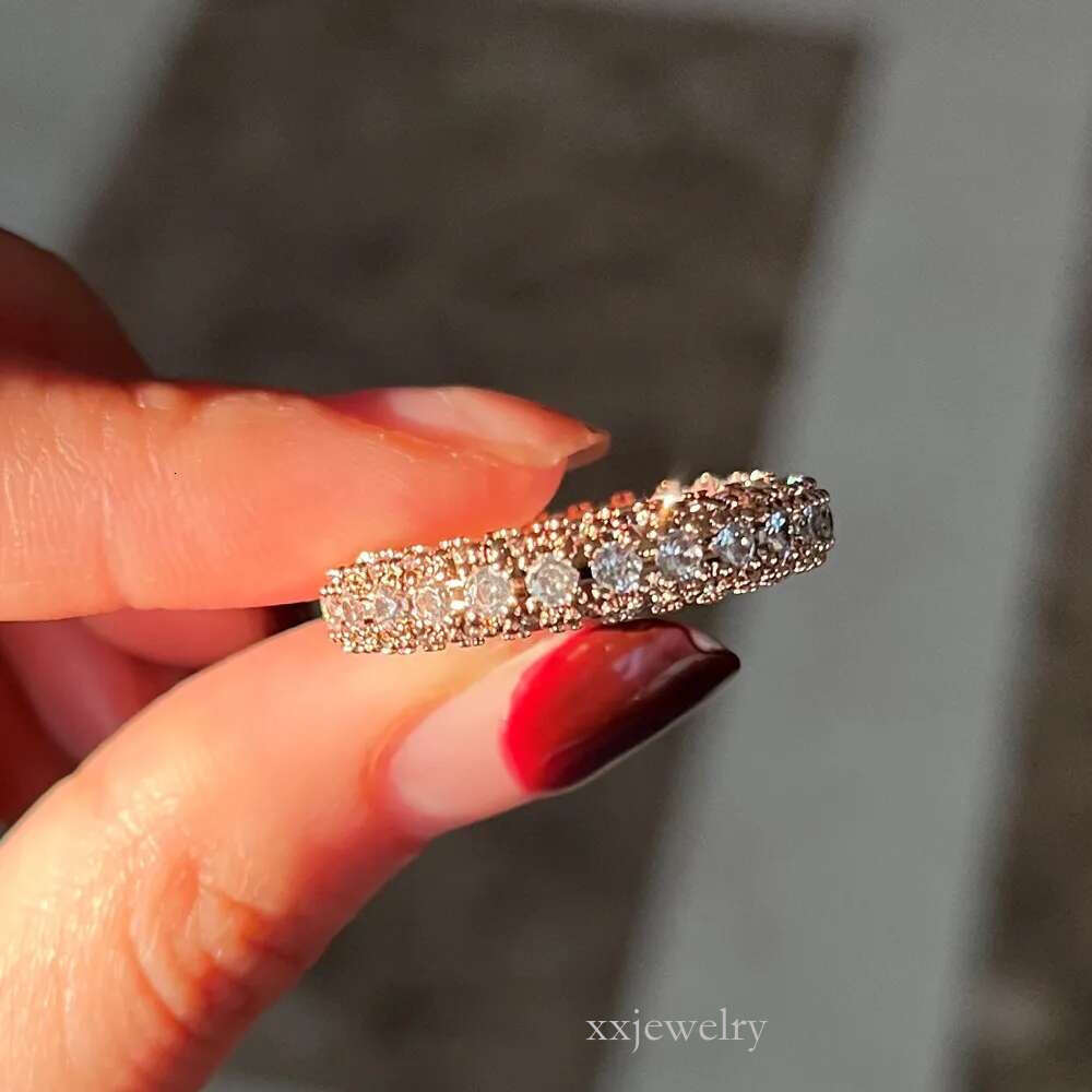 Eternity Micro Pave Moissanite Dia Sterg Sier Wedding Band Ring for Women Men Promise Jewelry engagement rings