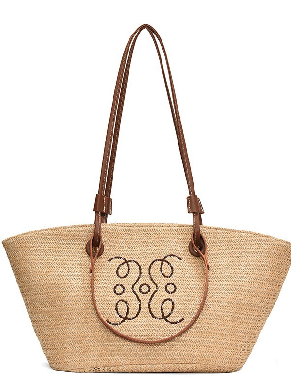Bag women's large capacity new braided straw bag satchel summer beach straw bag bucket shoulder bag large bag 2025s