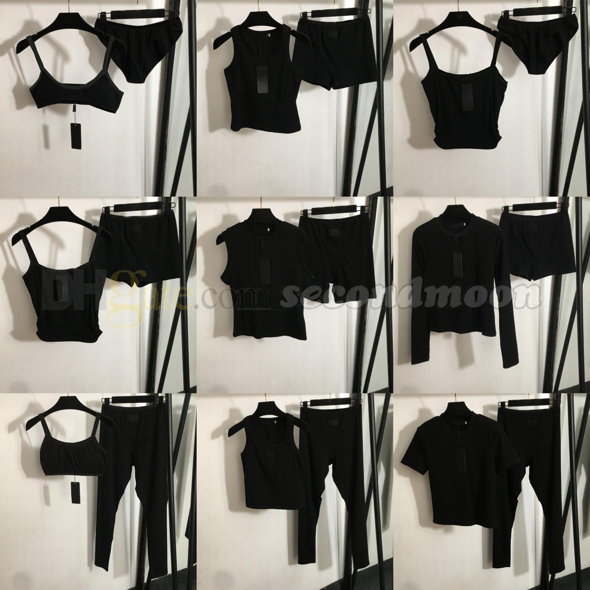Women Yoga Outfit Crew Neck Tank Top Elastic Fabric Leggings Casual Style Sport Outfit
