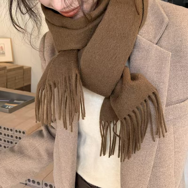 K092 Warm wool ~ candy color solid wool scarf winter ins all-match warm neck shawl Korean style new