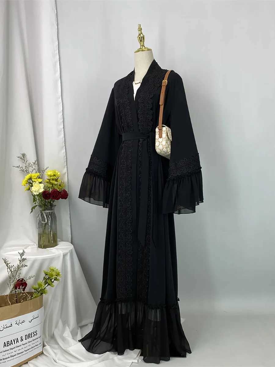 Ramadan Eid Dubai Black Abayas For Women slim Dress Ka Ctan Moroccan Robe Femme sulmane Kimono Ktan Islam Clothing W250310