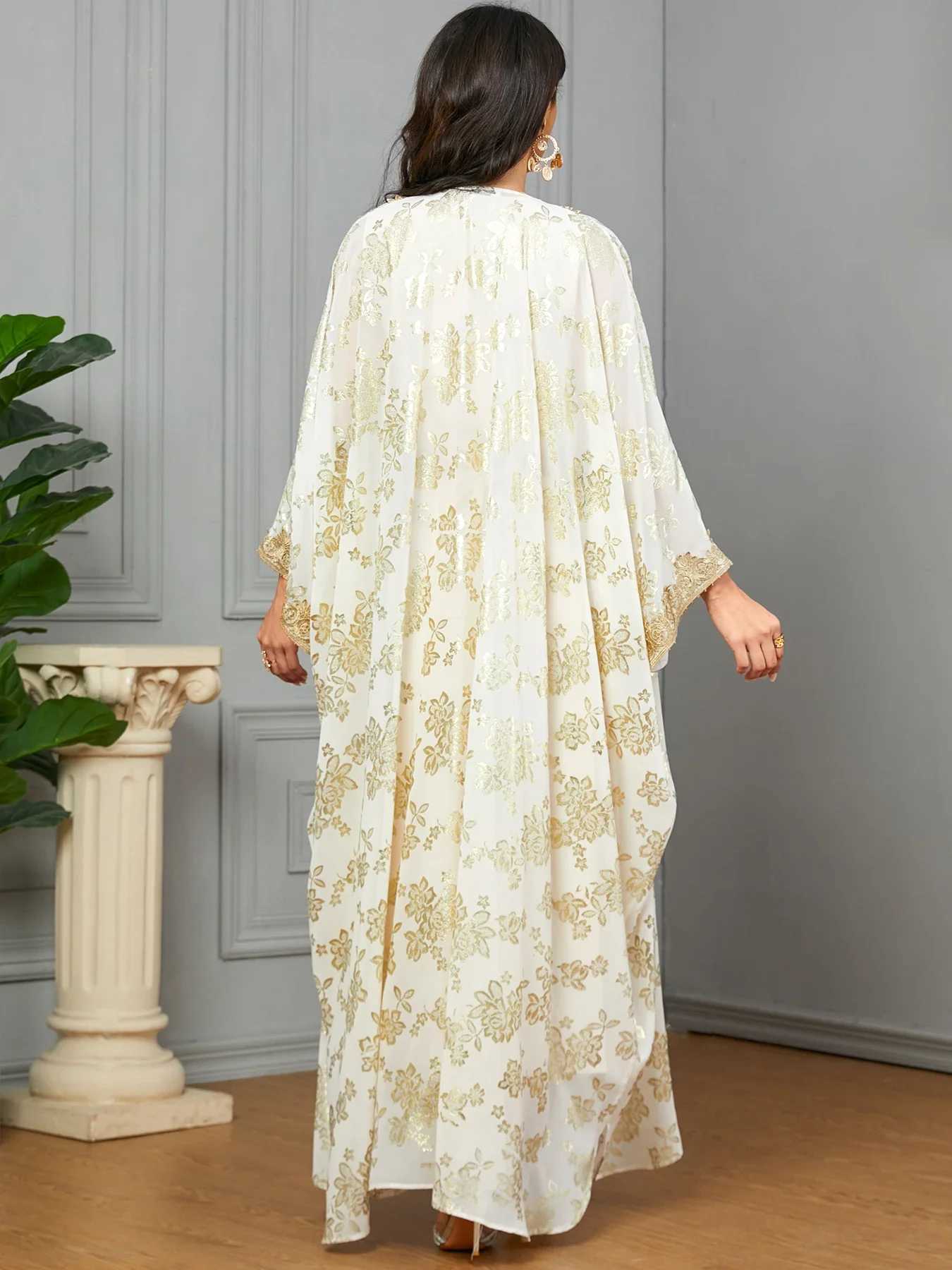 Eid al Fitr Womens Party Dress Abaya 2-piece Interior Set Jalabiya Ramadan Abayas Robe Ctan Vestidos Largos 2024XJ250310
