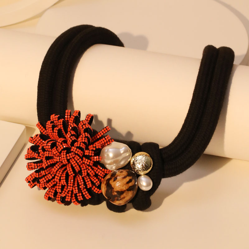 Statement Necklace with Red Flower Design for Women Trendy Wedding Party Jewelry Accessory