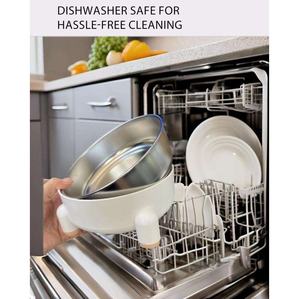 Stainless Steel Bowls - Non-Slip Raised Metal Pet Cats for Bowls & Small Dogs Whisker-Friendly Dishwasher Safe Modern Nordic Design