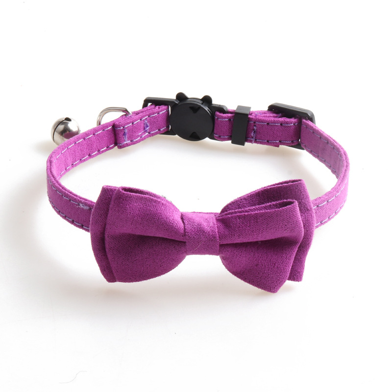 Cat Collar with Bow Tie Bell Breakaway Kitten Small Pet Safety Solid Color and Small Floral Combination Cat Collar Suede Soft Adjustable Tie for Weddi