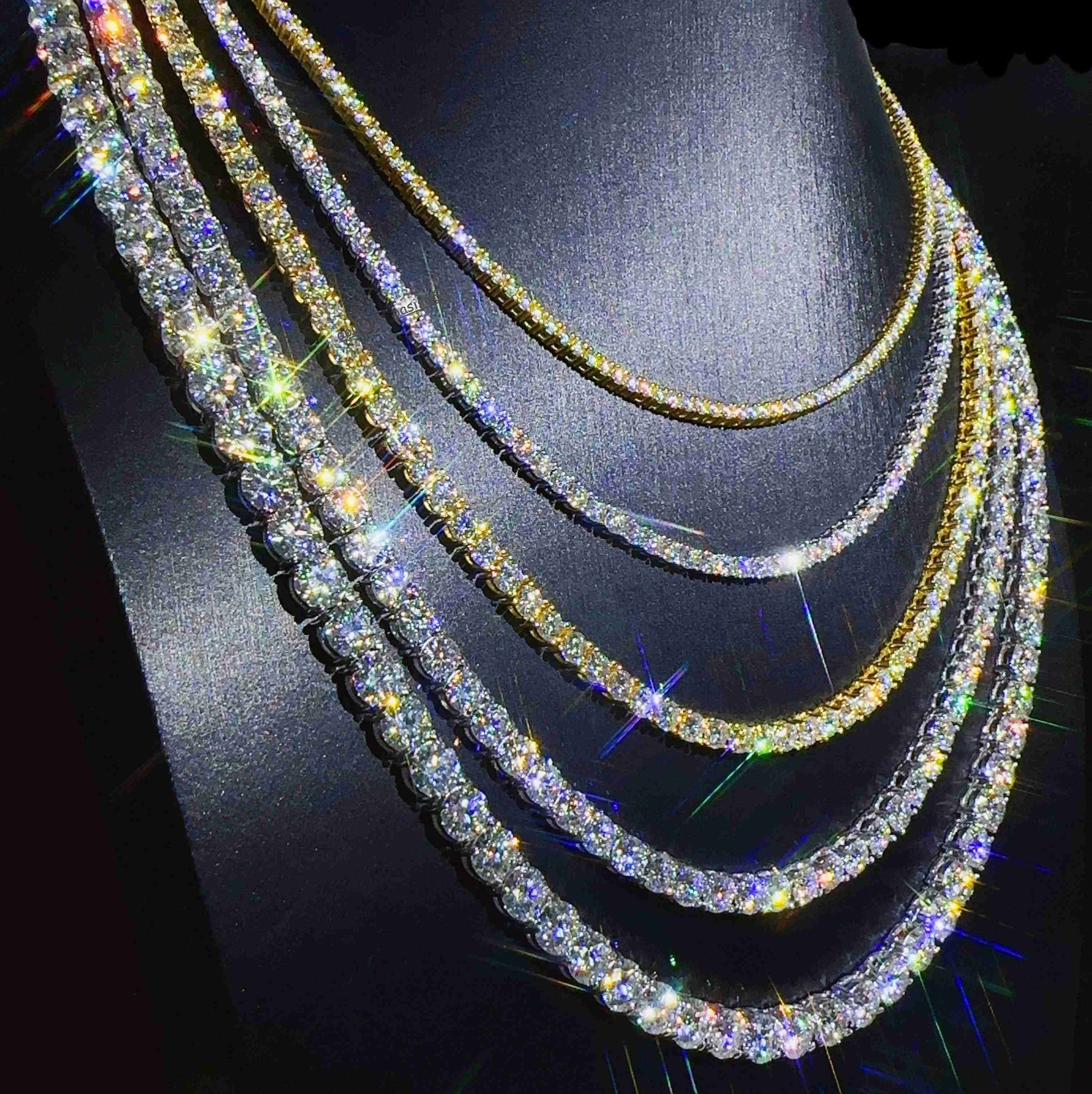 Hip Hop Jewelry Full Size Silver 925 Vvs Moissanite Tennis Chain Women mens Necklace Pass Diamond Tester Chain in Stock