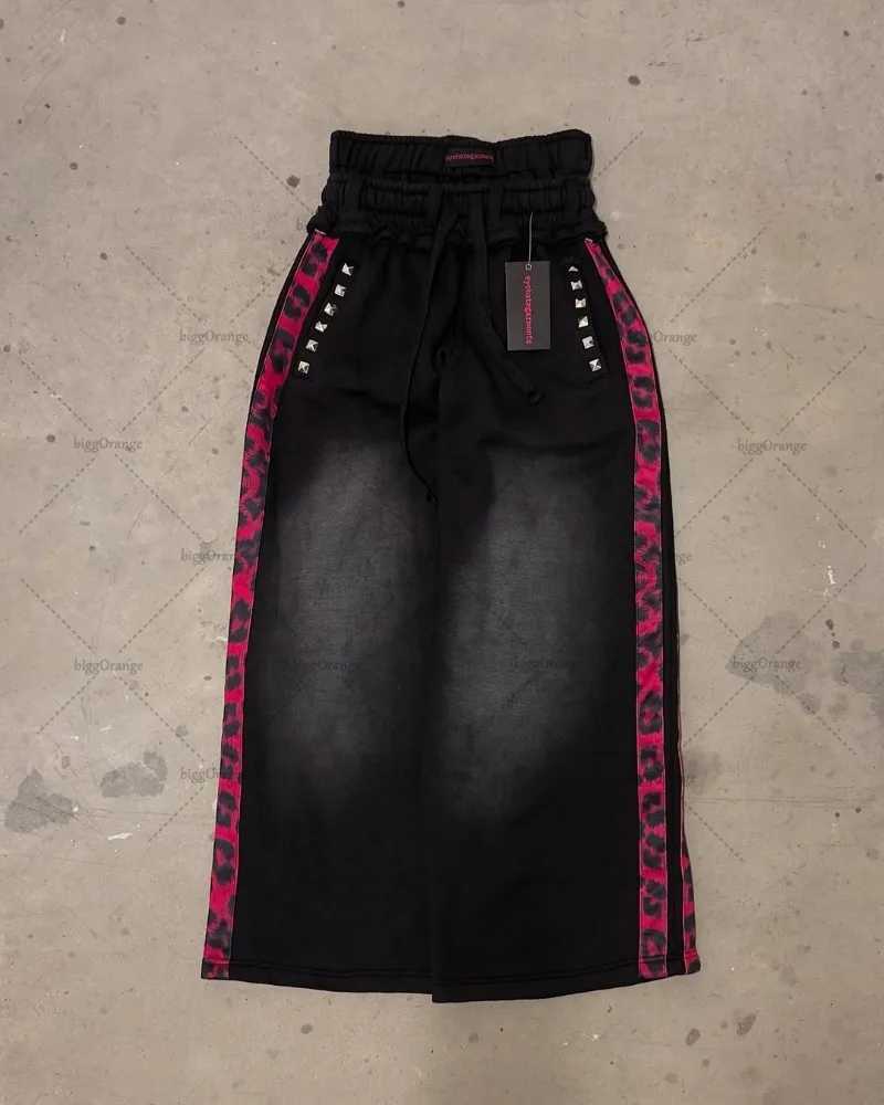 New America Y2K Harajuku Casual Loose Trouser Mens Street Hip Hop Retro Gothic Fashion Edition Straight Wide Leg Pants WomensT250319