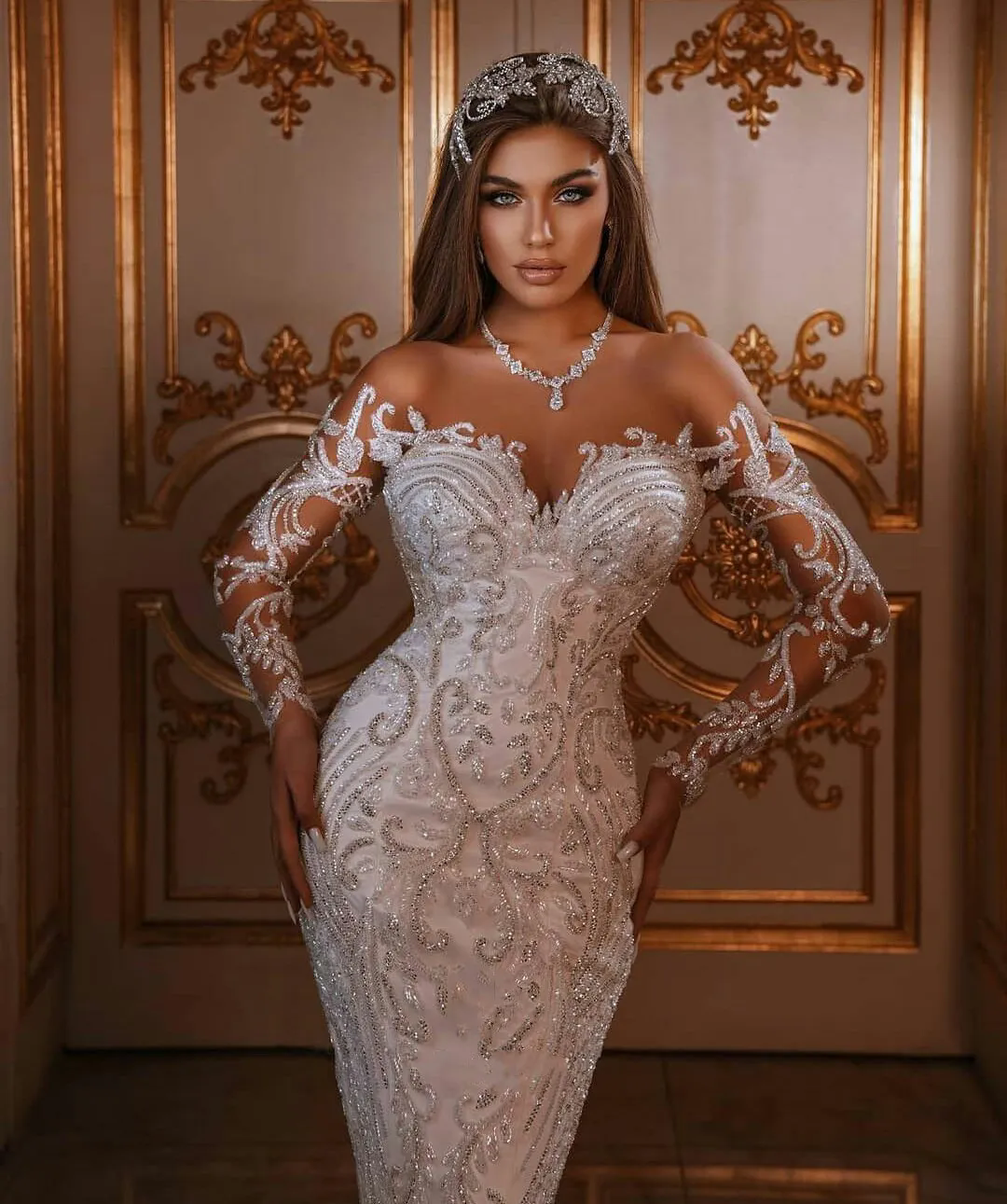 Illusion Bodice Sexy Mermaid Off Shoulder Satin Wedding Dresses With Detachable Applique Beading Lace Tiered Skirts Vestidos De Novia African Bridal G