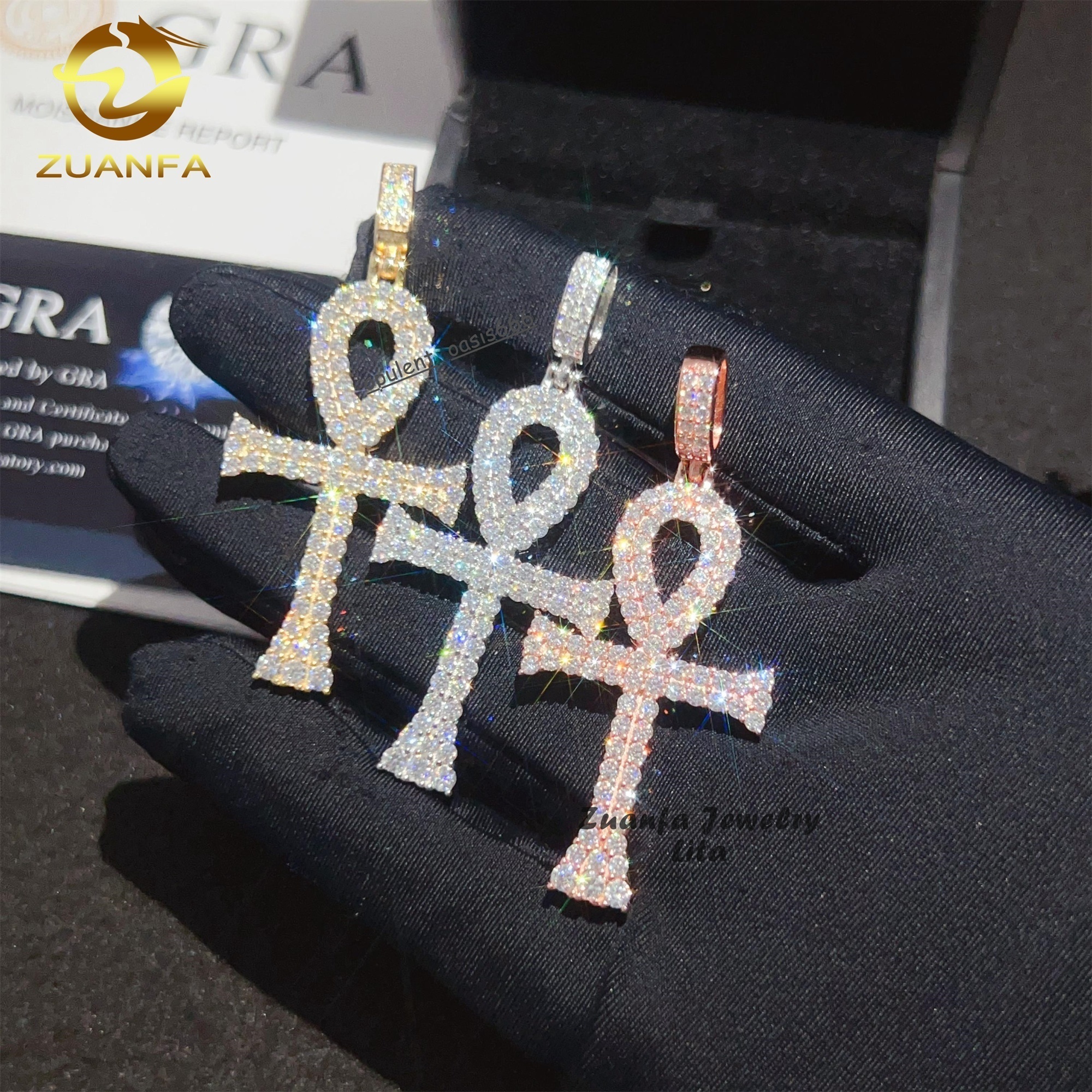 Hot Sale High Quality Ready to Ship Hip Hop Silver 925 Moissanite Allah Cross Iced Out Pendant for Men