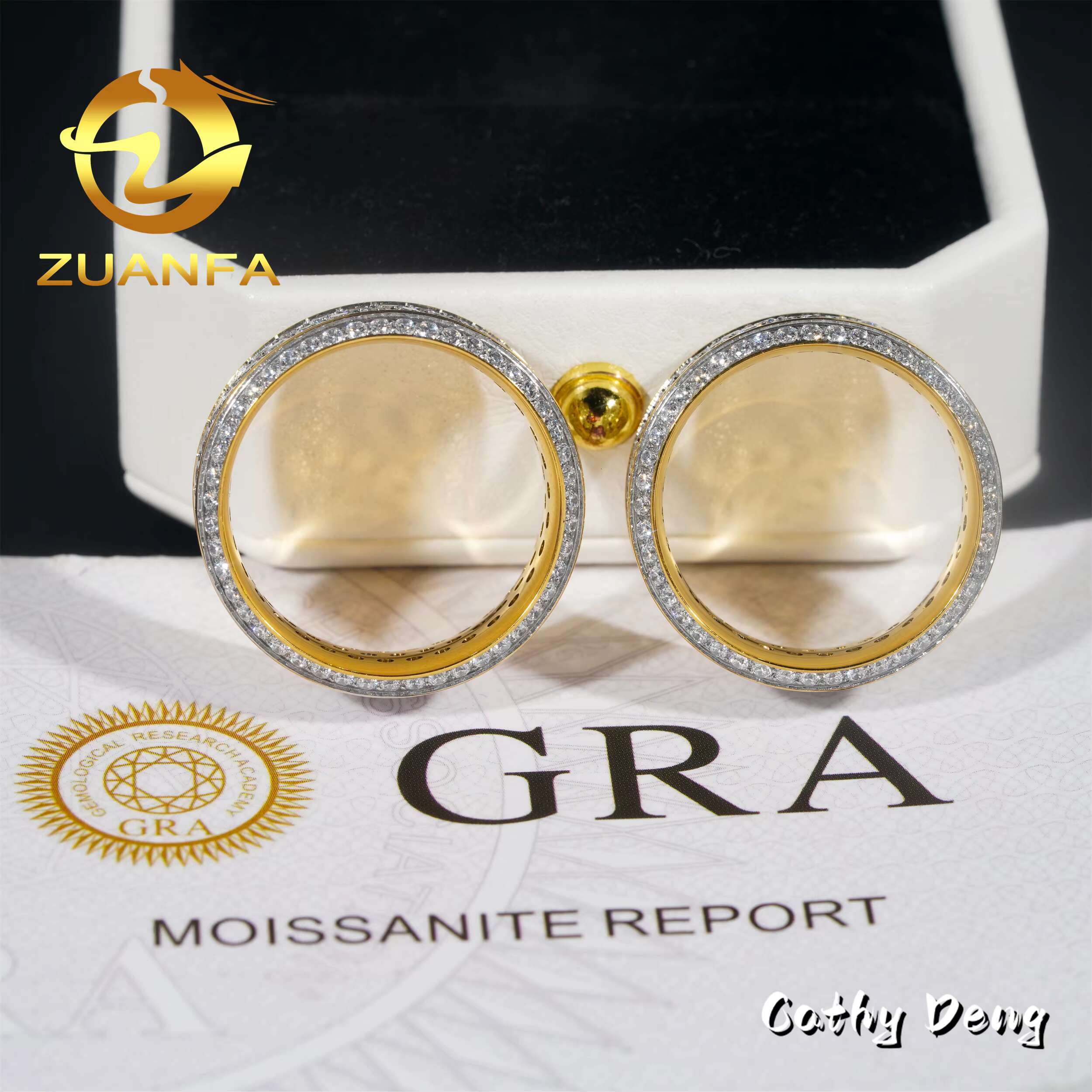 Wholesale Price Iced Out Moissanite Cuban Rings 316L Stainless Steel Hip Hop Men Dia Ring