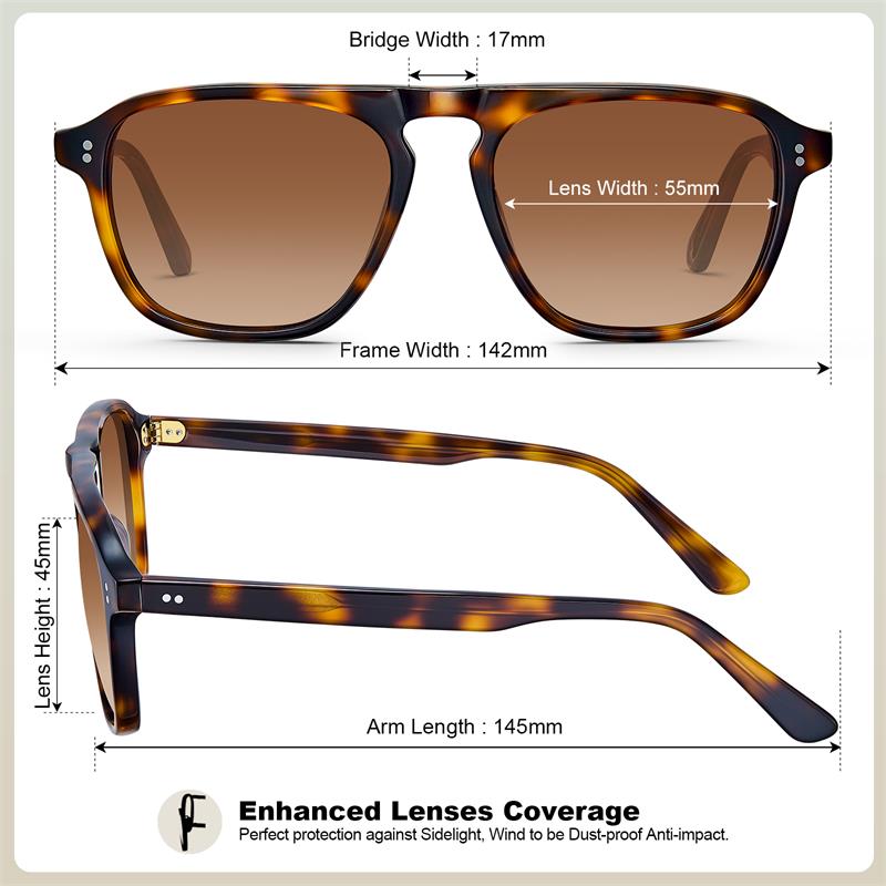 CARFIA Acetate Men's Polarized Sunglasses - Designer Tortoiseshell Frame, UV Protection, Stylish Design