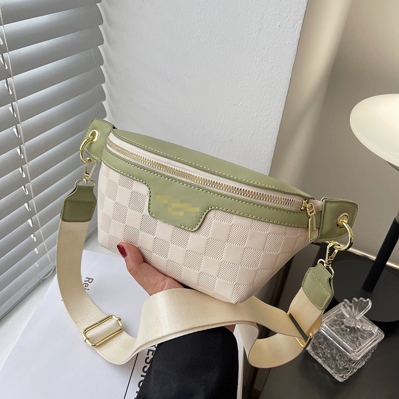 Bag female hot new fashion niche wide shoulder strap crossbody dia zipper leisure texture large capacity chest bag