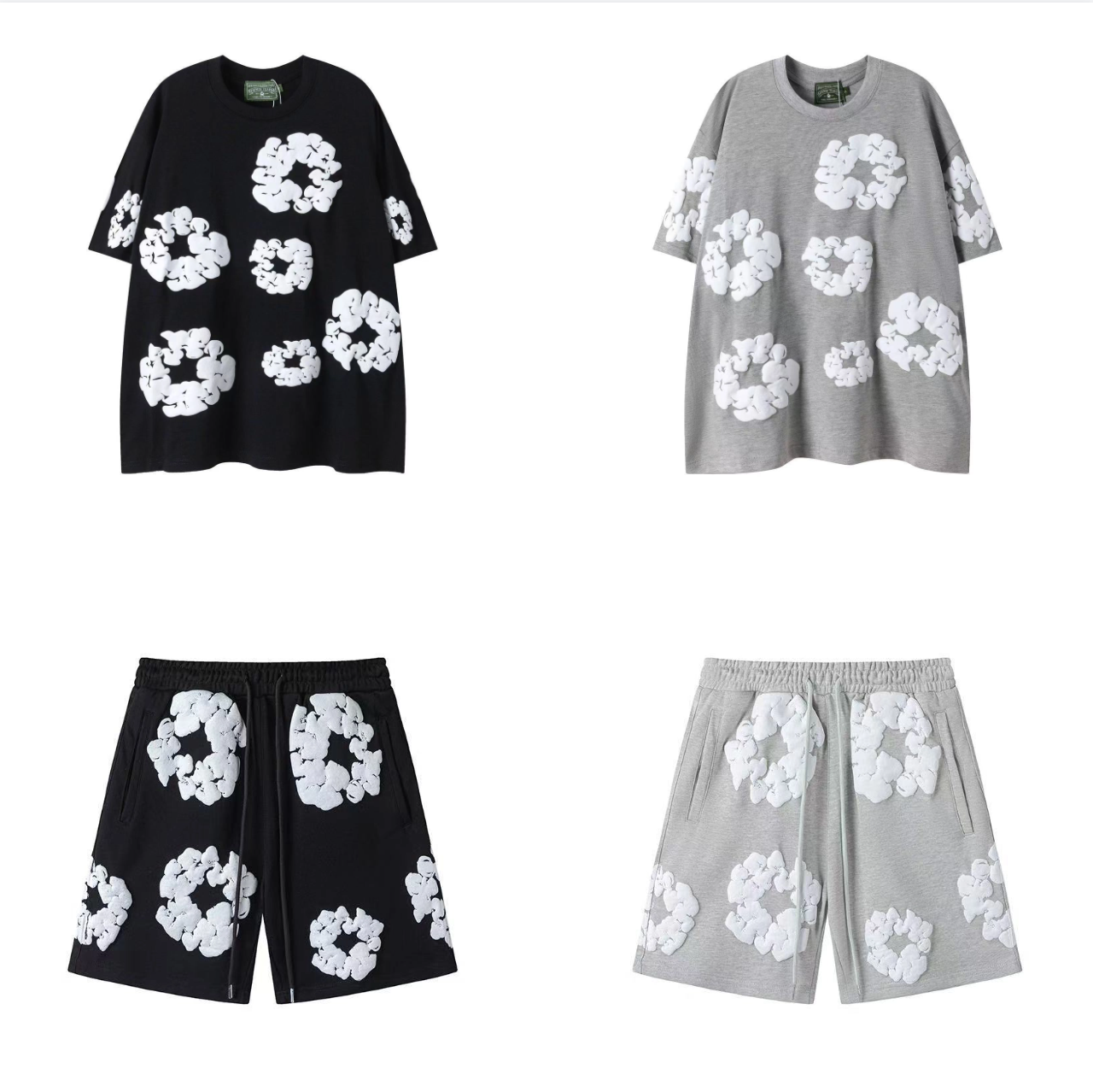 Men's sports shorts designer cropped pants women's sports shorts plant printed foam sports pants jogging pants loose casual hip-hop couple pants