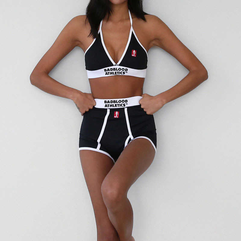 Yoga Outfit Korean Badblood Underwear Color Blocked Embroidered Hot Girl Thong Female Sexy Sports Fitness Summer H250307