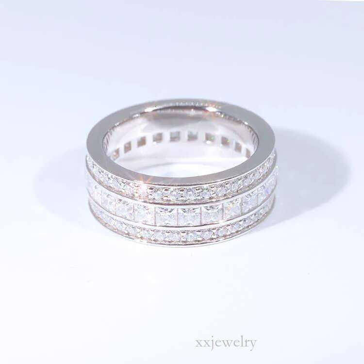 Fashion Design Solid Sier With iced out GRA Round Moissanite dia For Mens Hiphop Rings