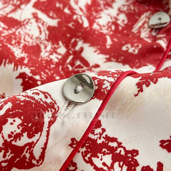 Fashion Print Flower 2PCS Pajamas Set Women Sleepwear Spring Summer Trouser Suits Lounge Wear Loose Satin Homewear Pijamas SuitC250310