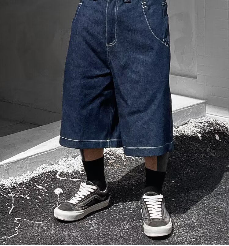 Y2k street clothing new shorts Harajuku hip-hop letter patch denim shorts mens retro fashion oversized basketball sports shorts 240701