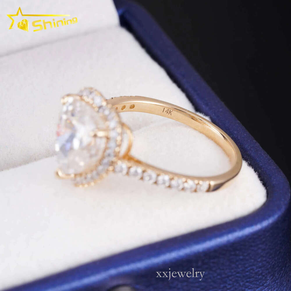 Pass Dia Tester Hot Selg 3ct 14k Gold Heart Moissanite Engagement Ring for Women
