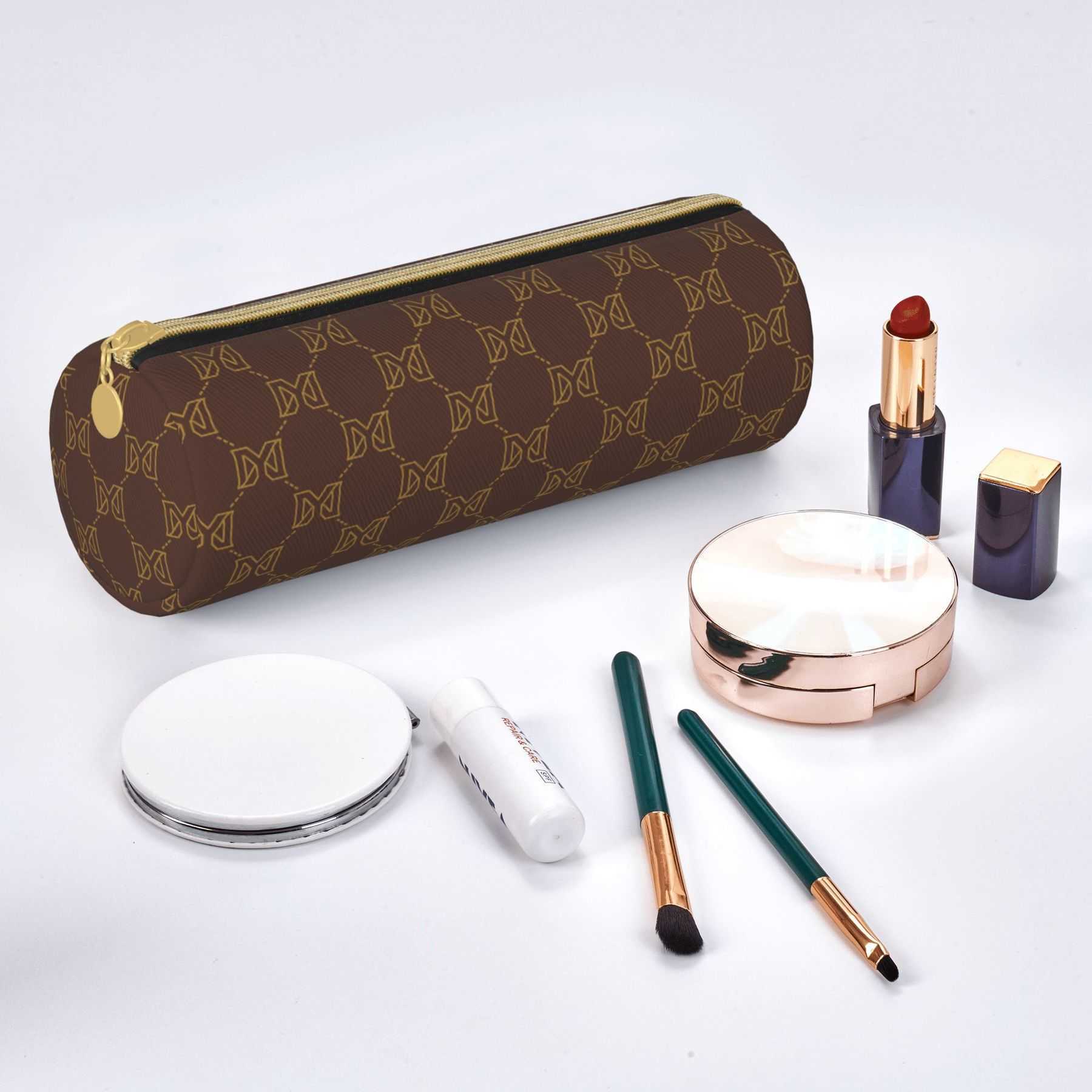 NXY Fashion Brown Round Bucket Designer Makeup Bag Cosmetic Pouch Women Casual Zipper Toiletry Wash Bags Cases Designers Make Up Bag