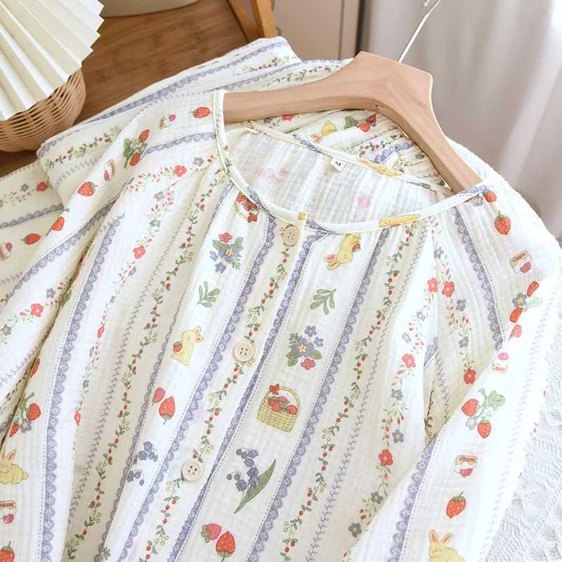 Pyjamas For Women Summer/Spring Pajamas Set Pure Cotton Underwear Long Sleeve Sleepwear Womens Lingerie Set Floral Home SuitC250310