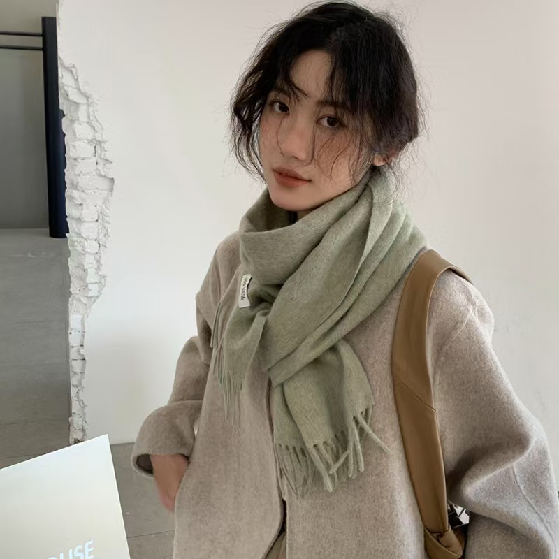 K092 Warm wool ~ candy color solid wool scarf winter ins all-match warm neck shawl Korean style new