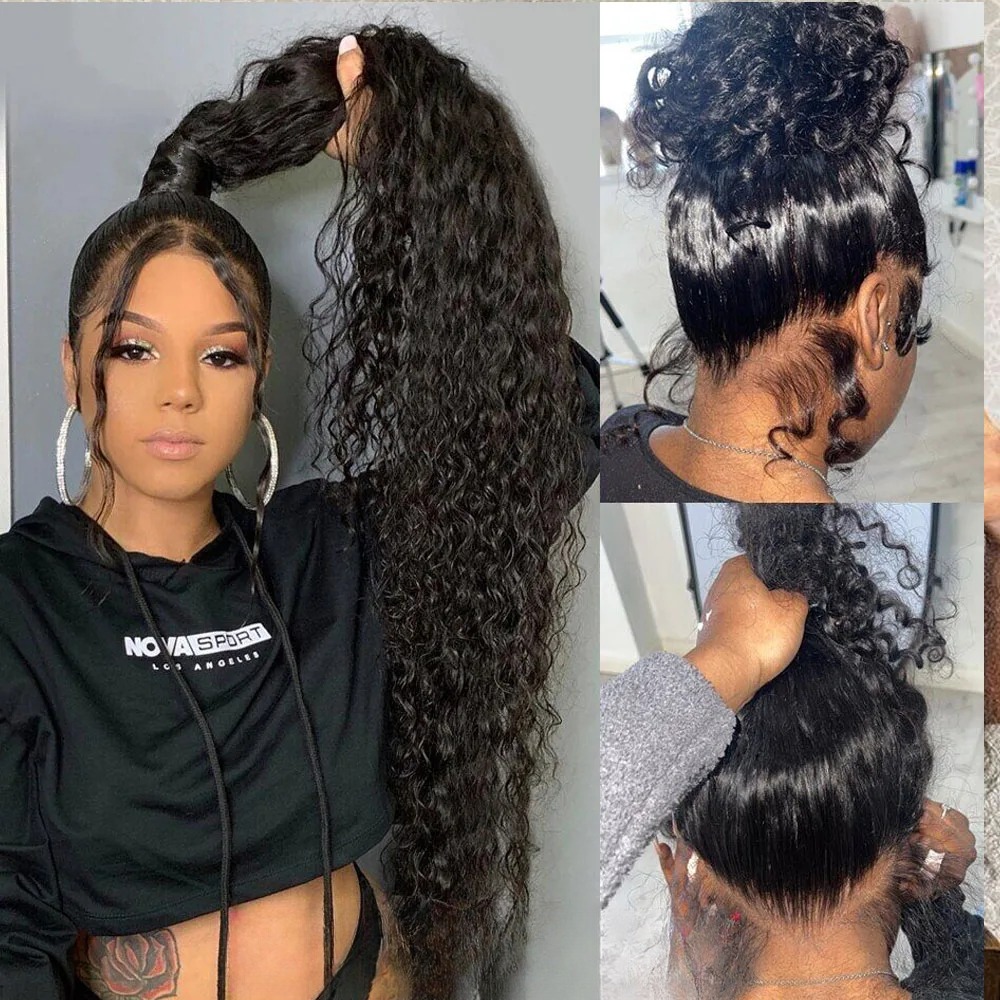 HD Invisi Strap Brazilian 360 Frontal Wigs Human Hair Preplucked Deep Curly Glueless full Lace Front Wig Synthetic Ready To Wear