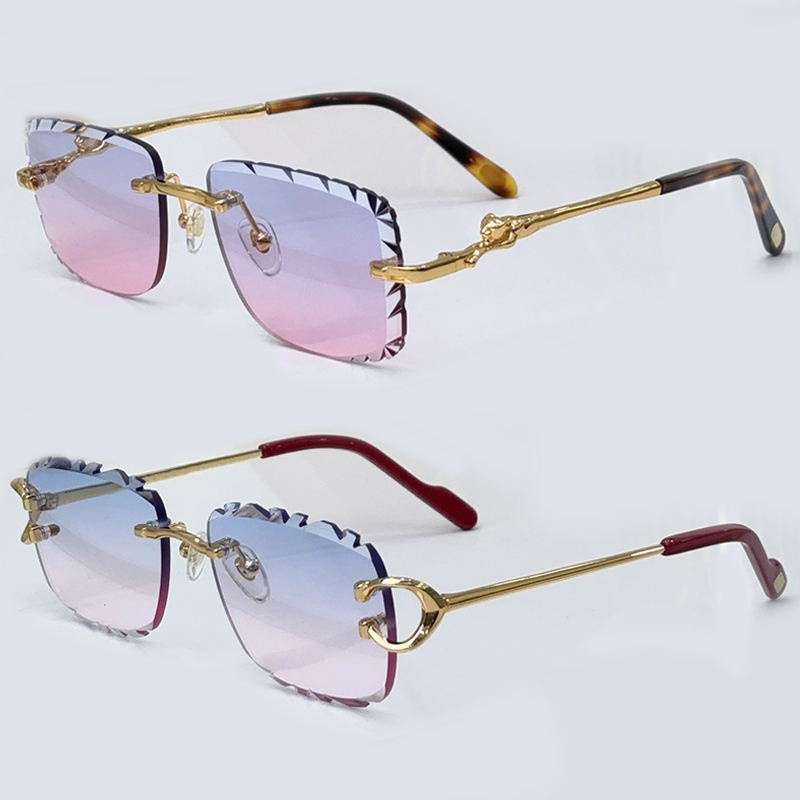 Designer Frameless Sunglasses Women Men Titanium Photochromic Lens 0281/0595 Luxury Sunglasses Outdoor Goggles UV400 Glasses With Box