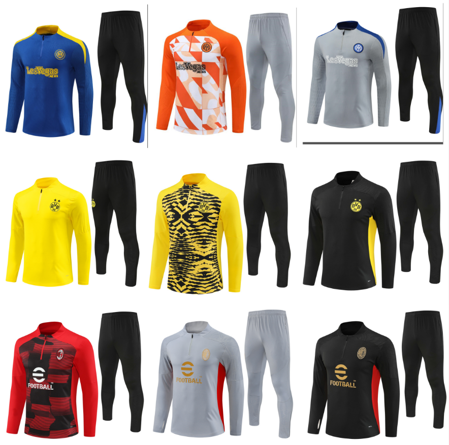 AC milanES KIDS Half Zipper Jacket 24 25 26 iNter Football TRACKSUIT BRANDT DORTMUND training suit MEN soccer chandal futbol interS chandal jogging Survetement