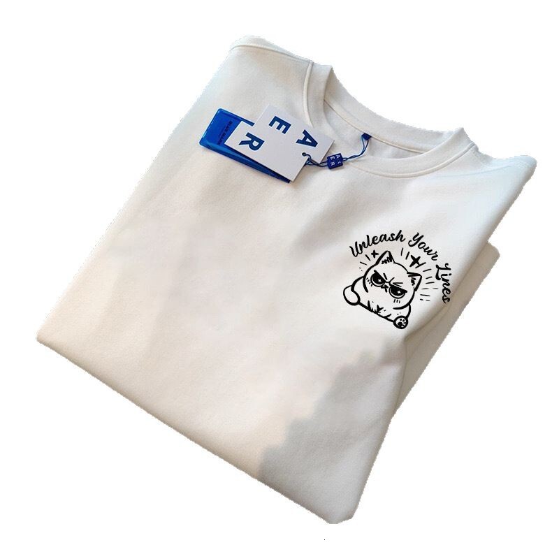 2025 new cotton women's round neck short sleeved T-shirt simple and fashionable printed designer summer new white trendy summer T-shirt2