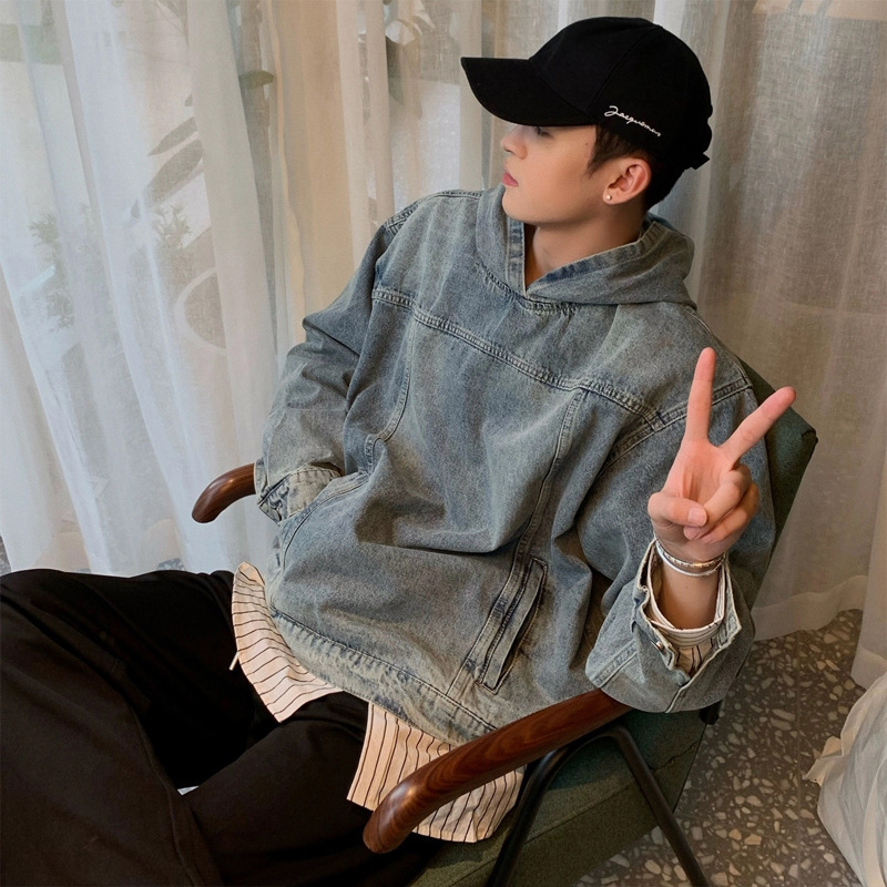 Men's T-Shirts American street Y2K Harajuku Retro Hooded Cowboy short sleeved hip-hop fashion casual T-shirt 241024