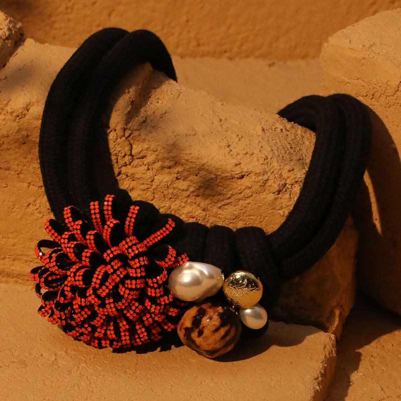 Statement Necklace with Red Flower Design for Women Trendy Wedding Party Jewelry Accessory