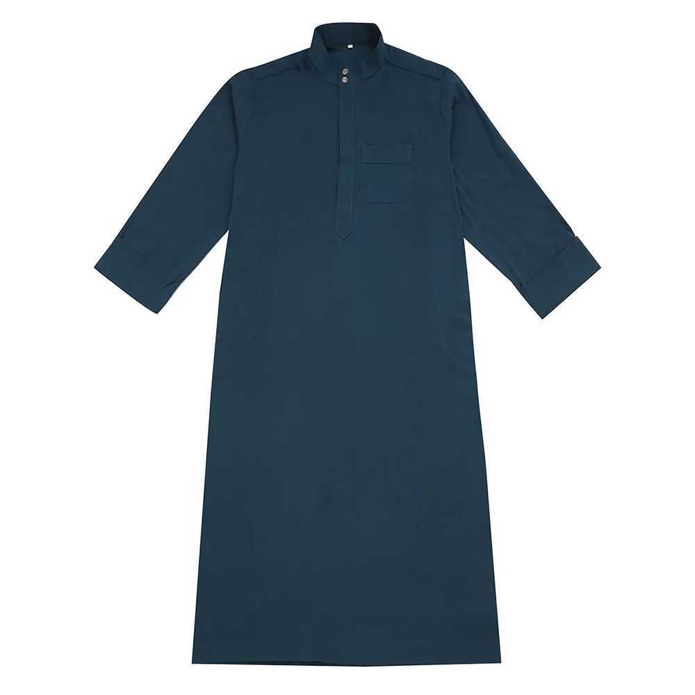 Mens Long Sleeved Robe Classical Waistband Contrasting Colors Autumn Casual Daily Arab Islamic Muslim Patchwork Mens Clothing W250310