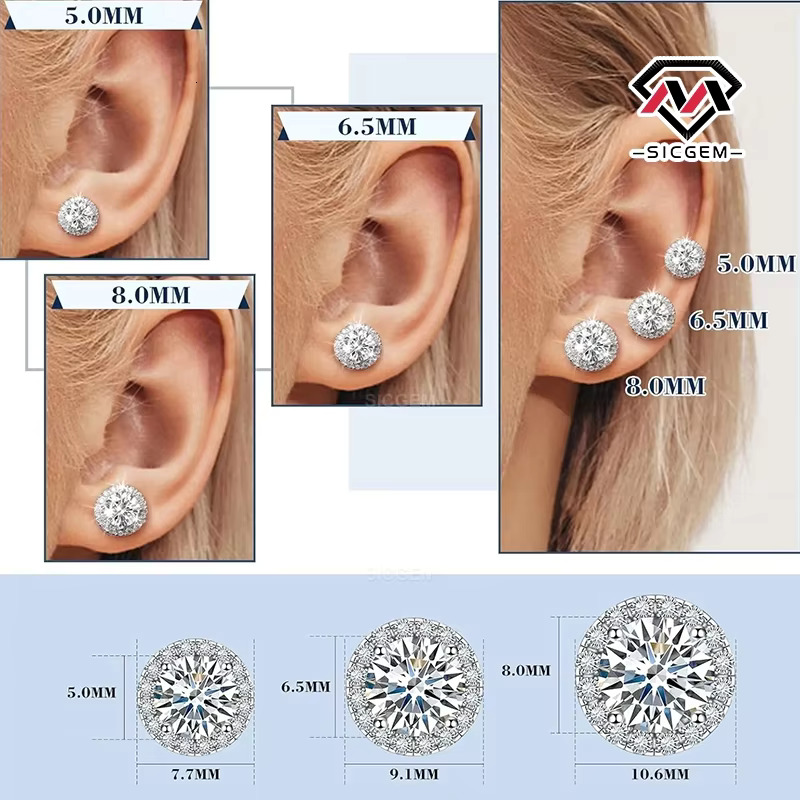 SICGEM Romantic Square Shape Moissanite Earring Stud Super Aesthetic and Chic Jewelry