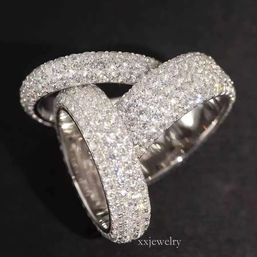 Fashion design Solid sier Iced out Free fire moissanite dia ring for mens hiphop jewelry