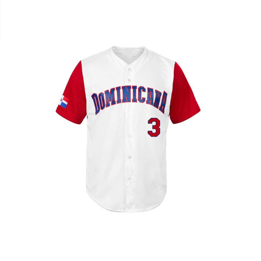Custom men's white Dominicana baseball embroidered jersey fast shiped
