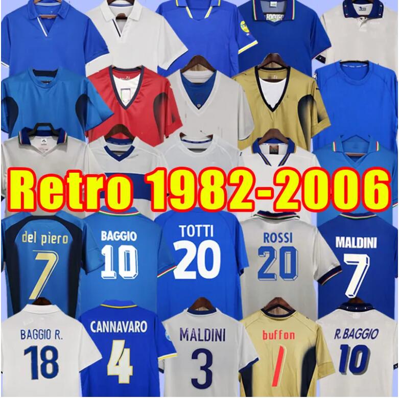 retro soccer jerseys Italy 1982 1988 1990 1994 1996 1998 2000 2002 2004 2006 football shirt T italia uniforms Goalkeeper BUFFON TOTTI VIERI R.BAGGIO MALDINI DEL