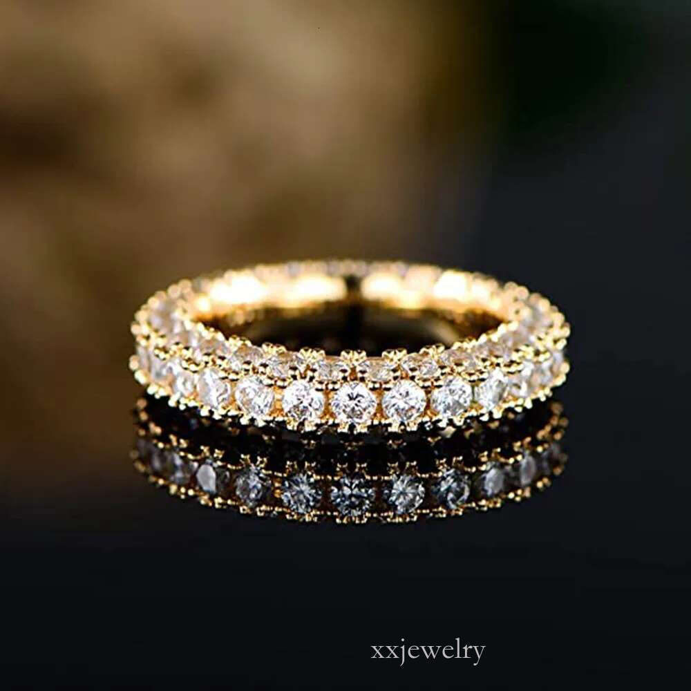 Eternity Micro Pave Moissanite Dia Sterg Sier Wedding Band Ring for Women Men Promise Jewelry engagement rings