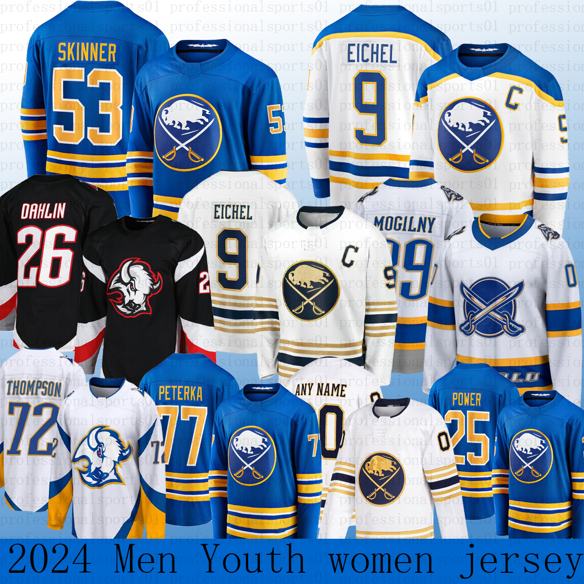 26 Rasmus Dahlin jersey 53 jeff Skinner 89 Alex Tuch Sabres Sabres hockey jersey JJ Peterka Owen Power Bowen Byram Eichel Greenway Cozens jersey