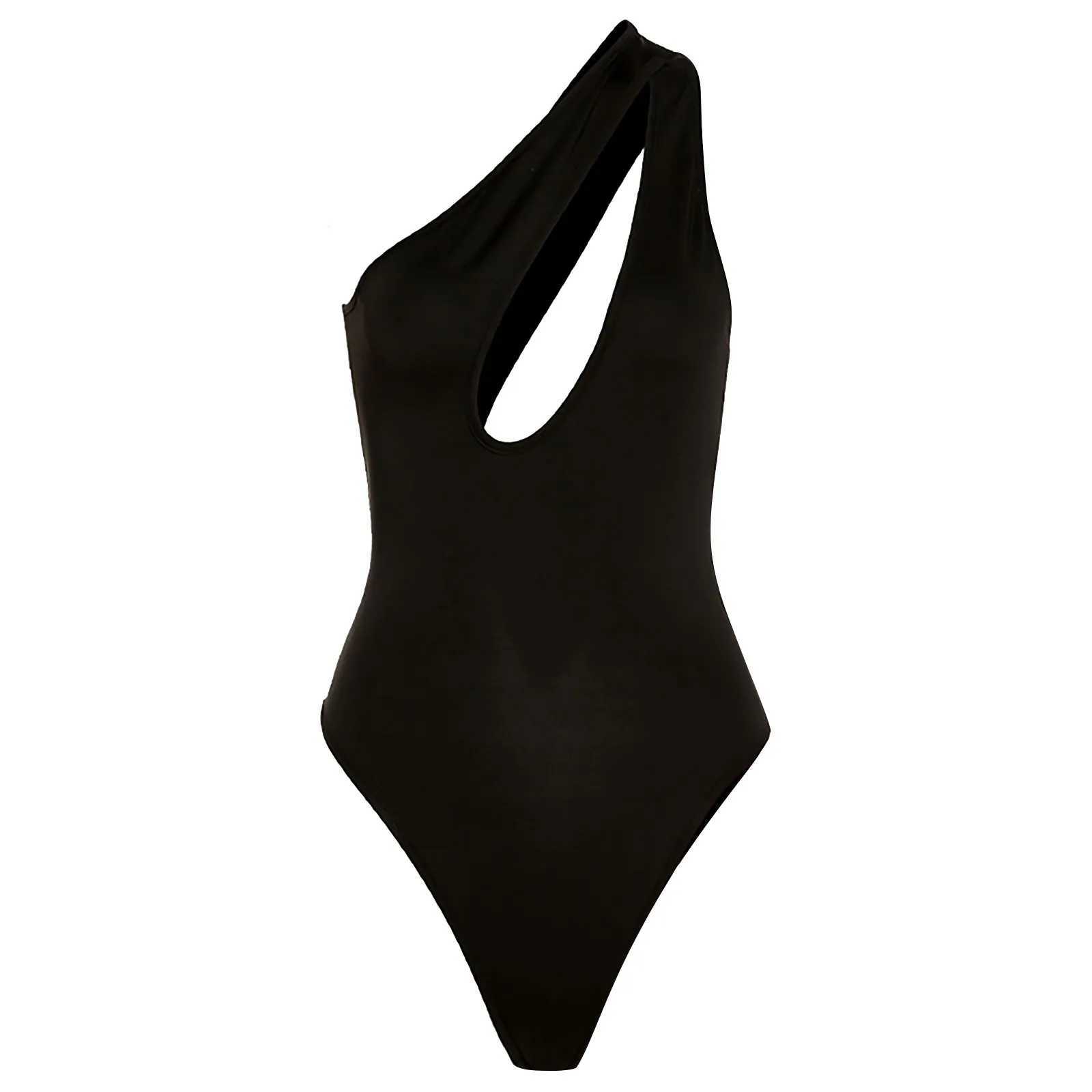 WomenS One Piece Without Pads Swimsuit One Shoulder Swimsuit Hollow Irregular Bikini Tight Fitting Swimwear Woman SwimsuitsT250310