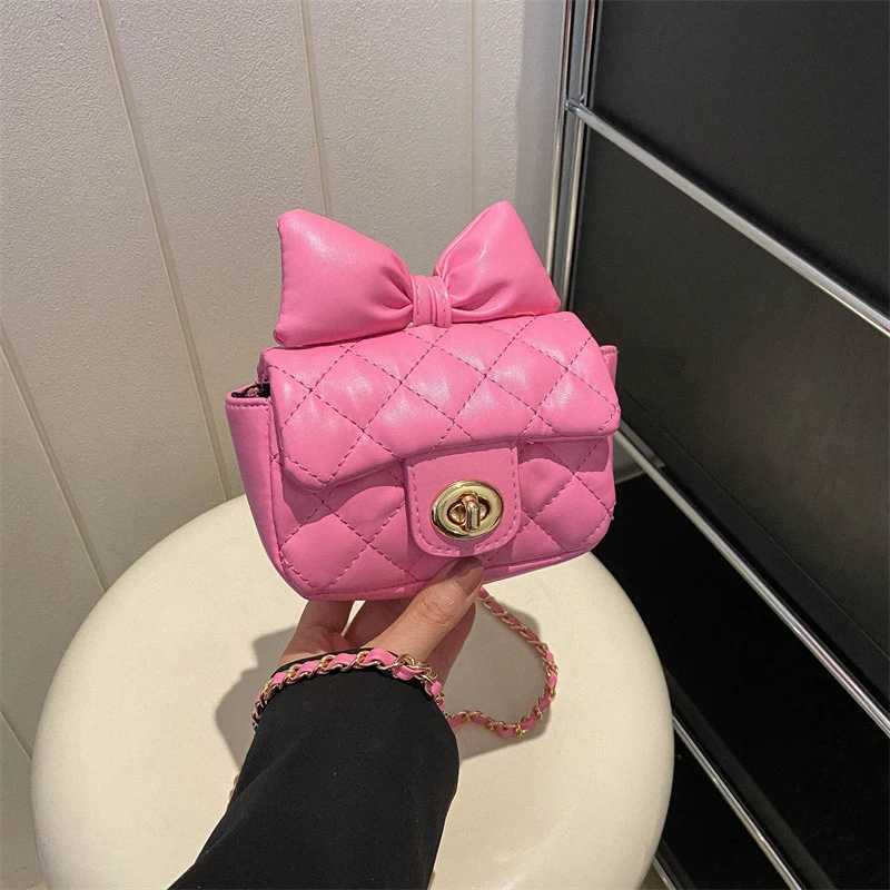 Mini Designer Luxury Shoulder Bag Toddler Princess Baby Girls Pink Bow Handbag Little Girl Cute Crossbody PurseT250310
