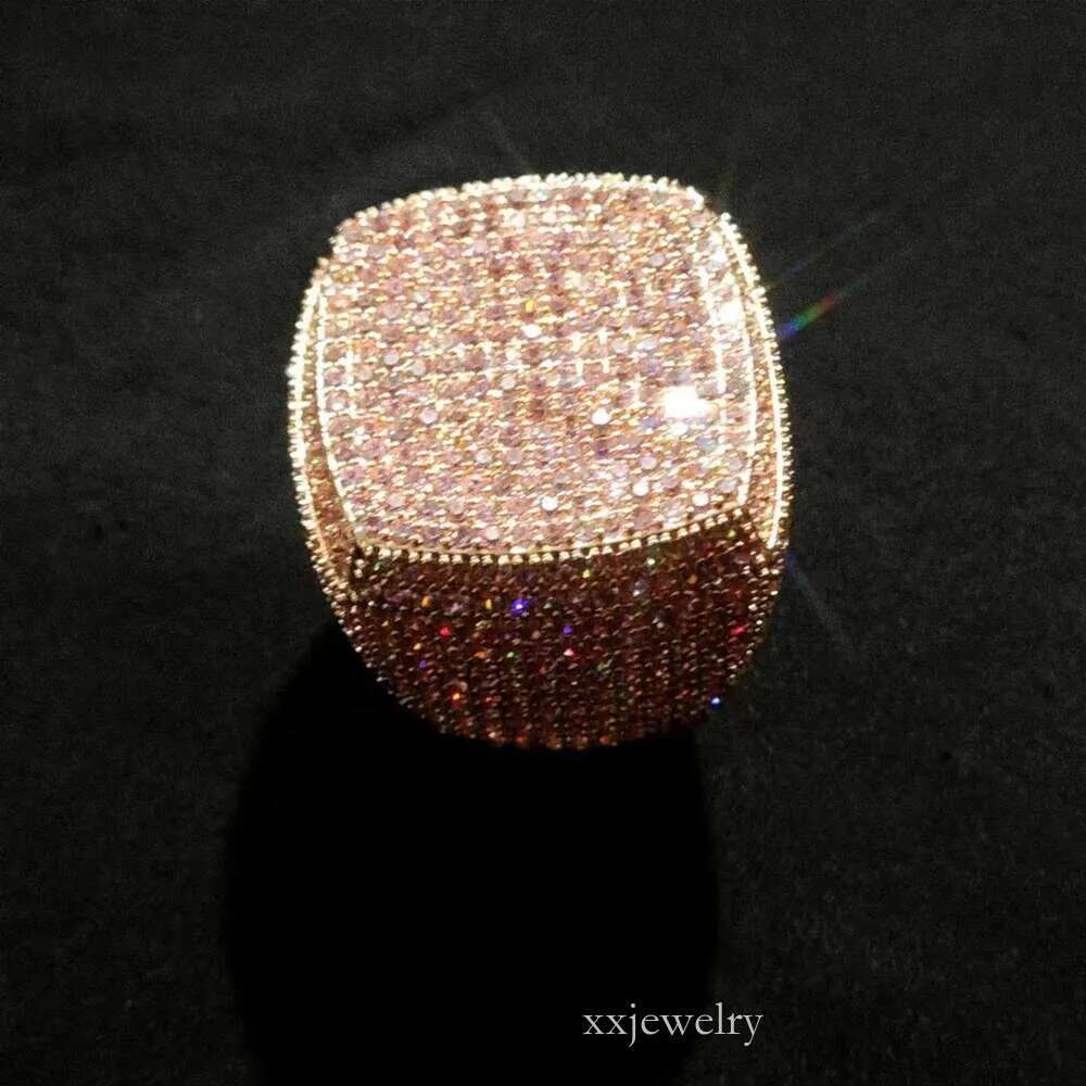 Fashion fine jewelry vvs Moissanite Ice Out Ring Men's Hip hop ring Gold plated Sterg Sier Dia